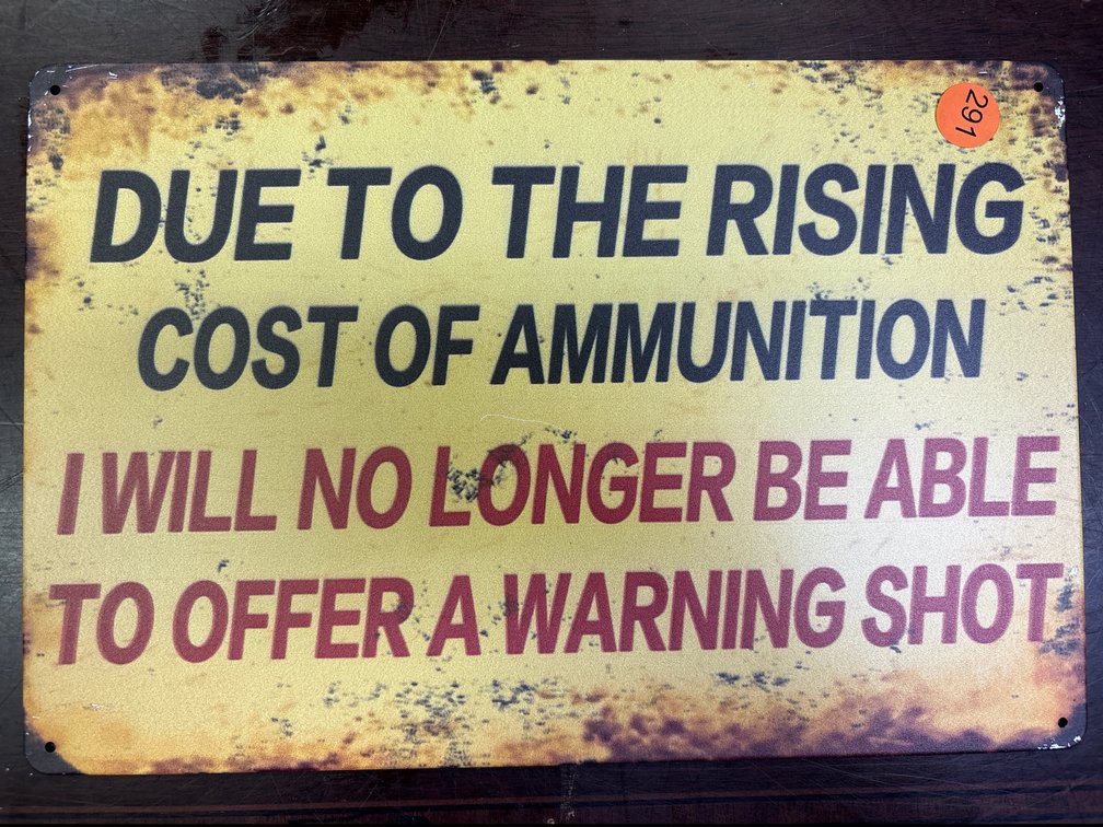 COST OF AMMO SIGN