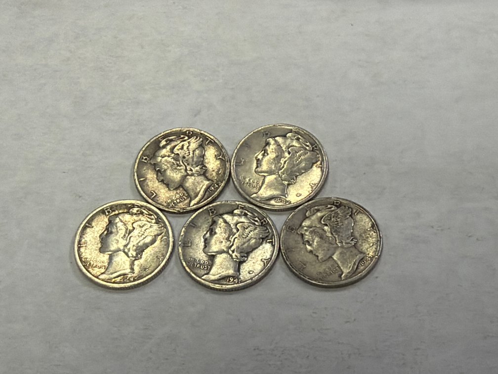 (5) 1940’S MERCURY DIMES