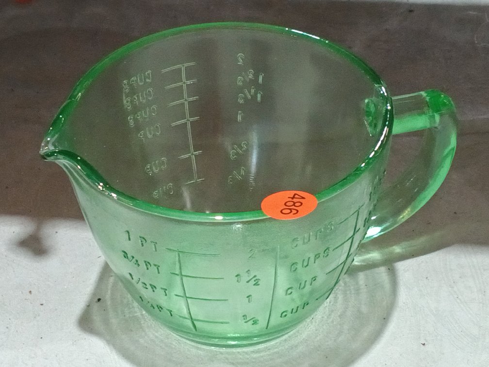 GREEN URANIUM GLASS MEASURING CUP