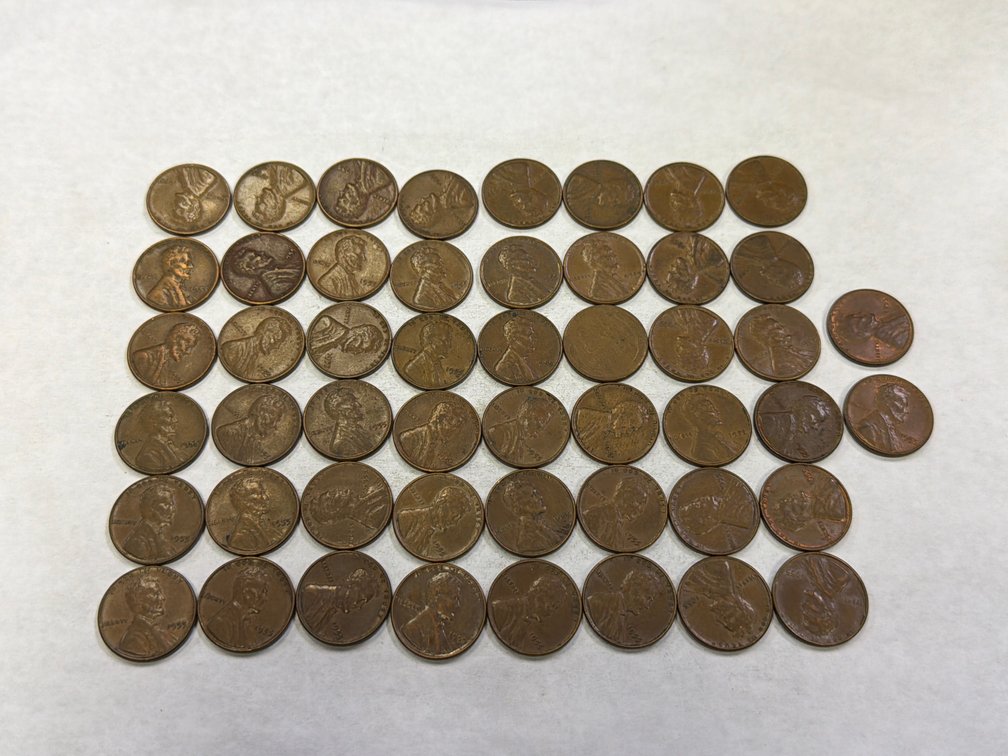 (50) 1955 WHEAT PENNIES