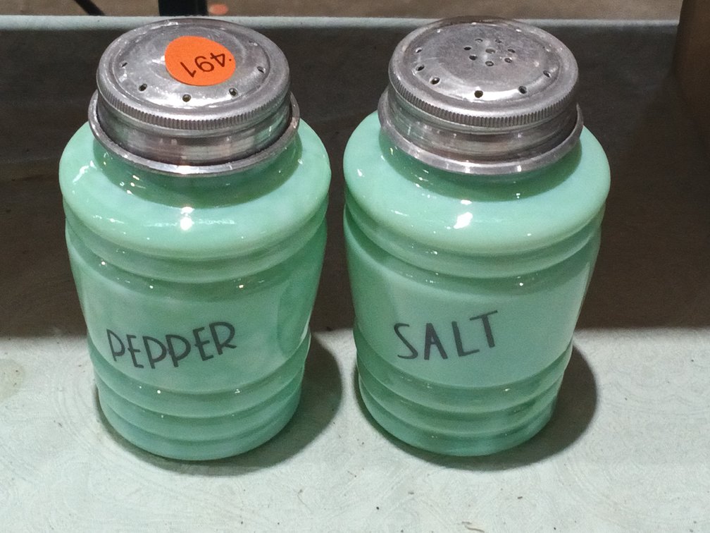 JADEITE SALT AND PEPPER SHAKERS