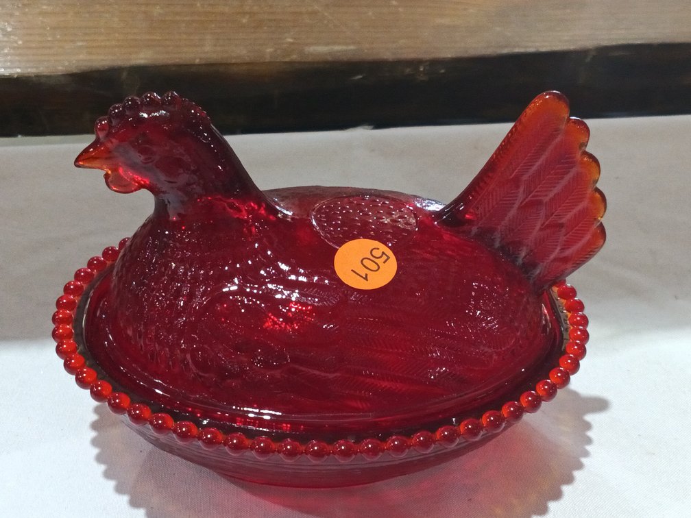 LARGE RUBY HEN ON NEST