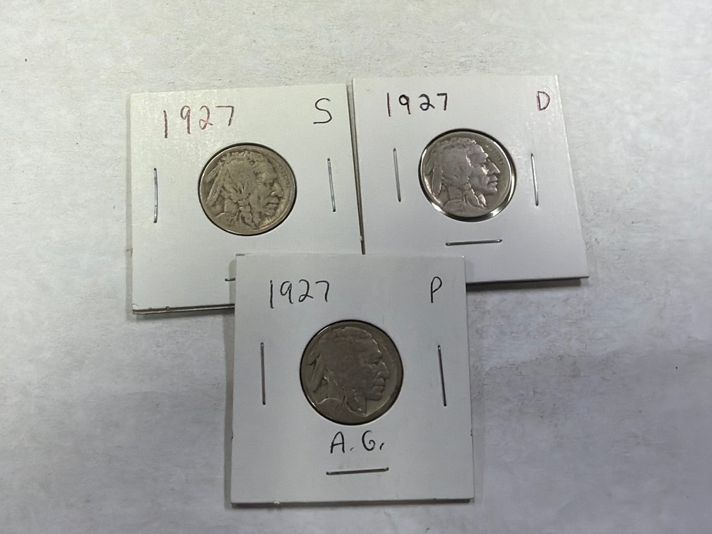 (3) 1927 BUFFALO NICKELS
