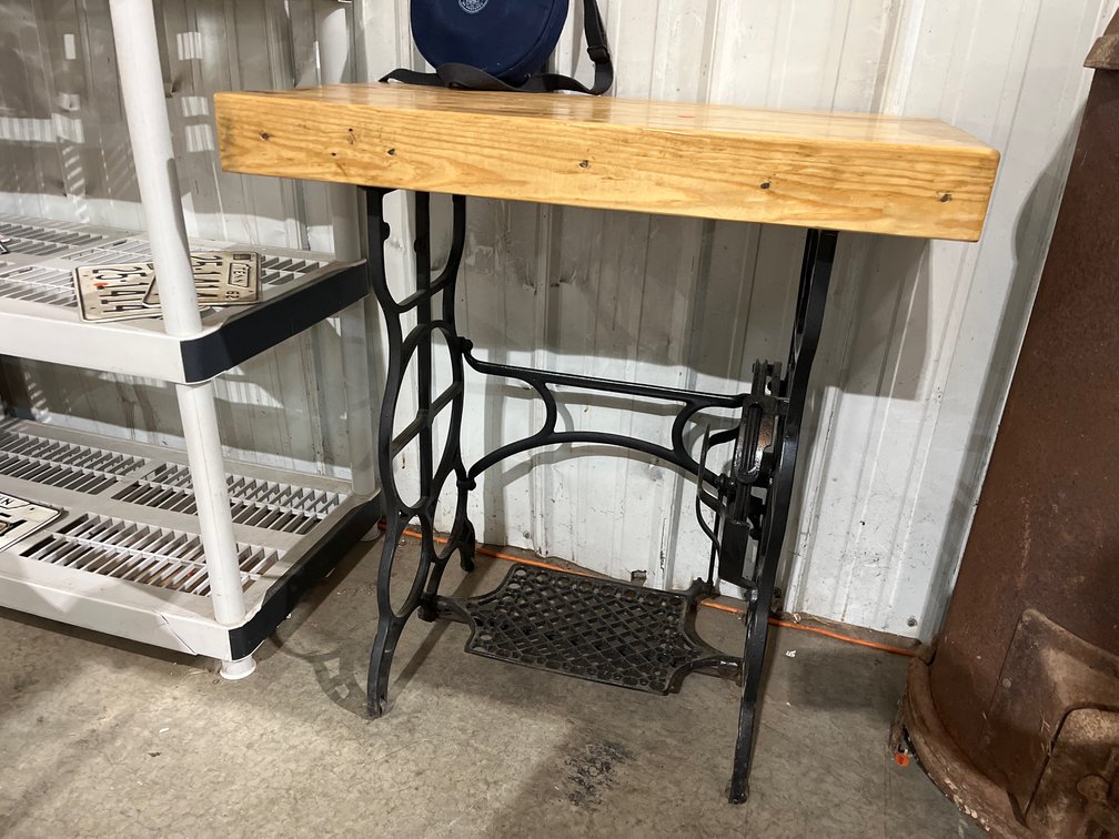 REPURPOSED SEWING TABLE W/BUTCHER BLOCK