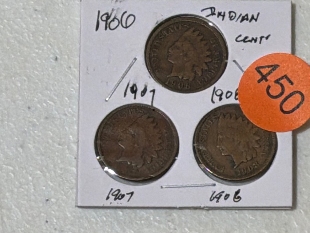 (3) INDIAN CENTS