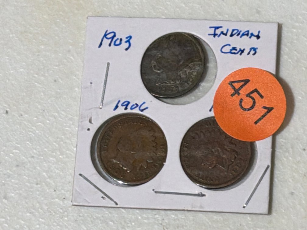 (3) INDIAN CENTS