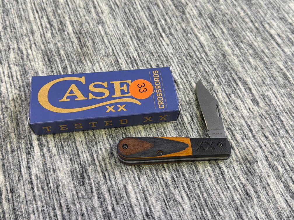 CASE XX EMBER GLOW DYMALUX WOOD W/ BLK G-10 SM XR BARLOW SLOPED KNIFE