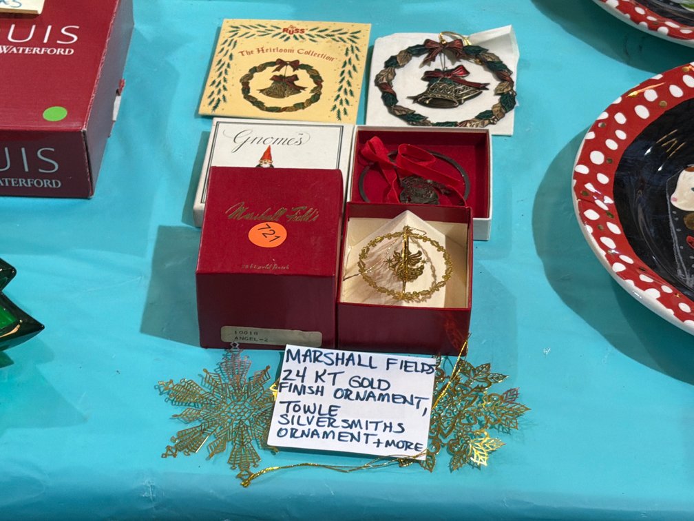 MARSHALL FIELDS 24 KT GOLD FINISH ORNAMENT AND OTHER ORNAMENTS