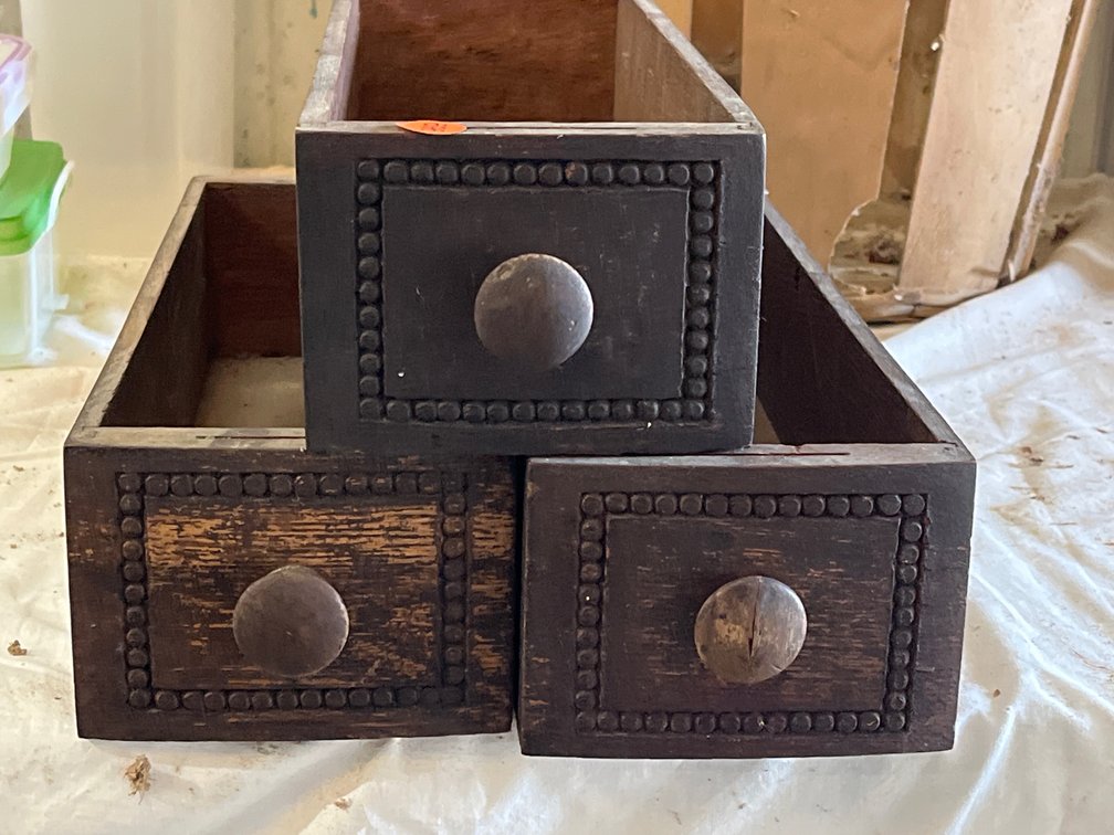 (3) ANTIQUE SEWING CABINET DRAWERS