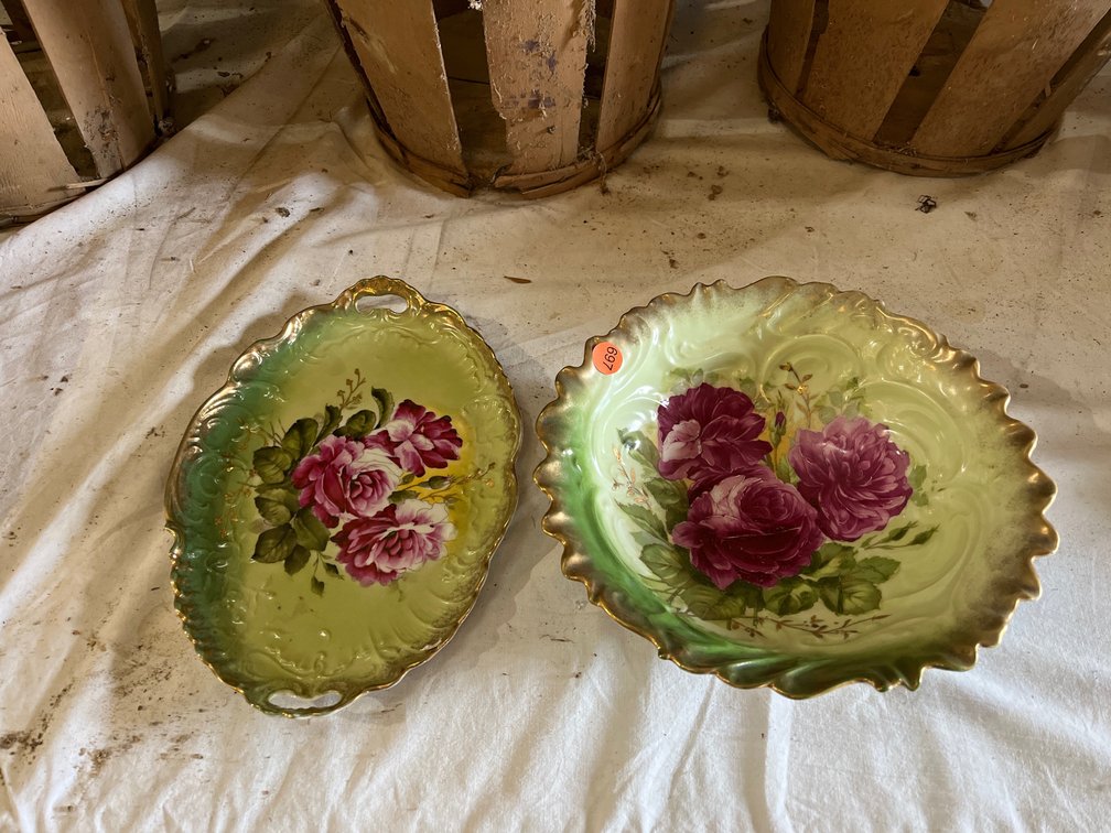 ANTIQUE HAND PAINTED PORCELAIN BOWL AND TRAY