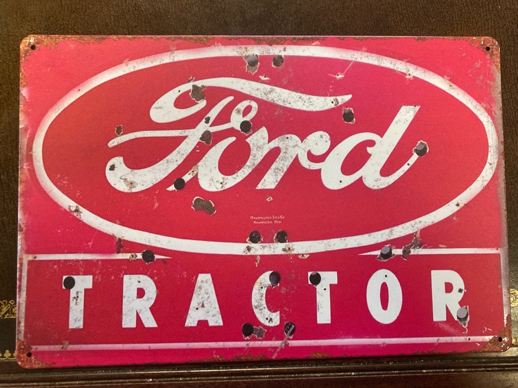 Metal Red Ford Tractot Sign