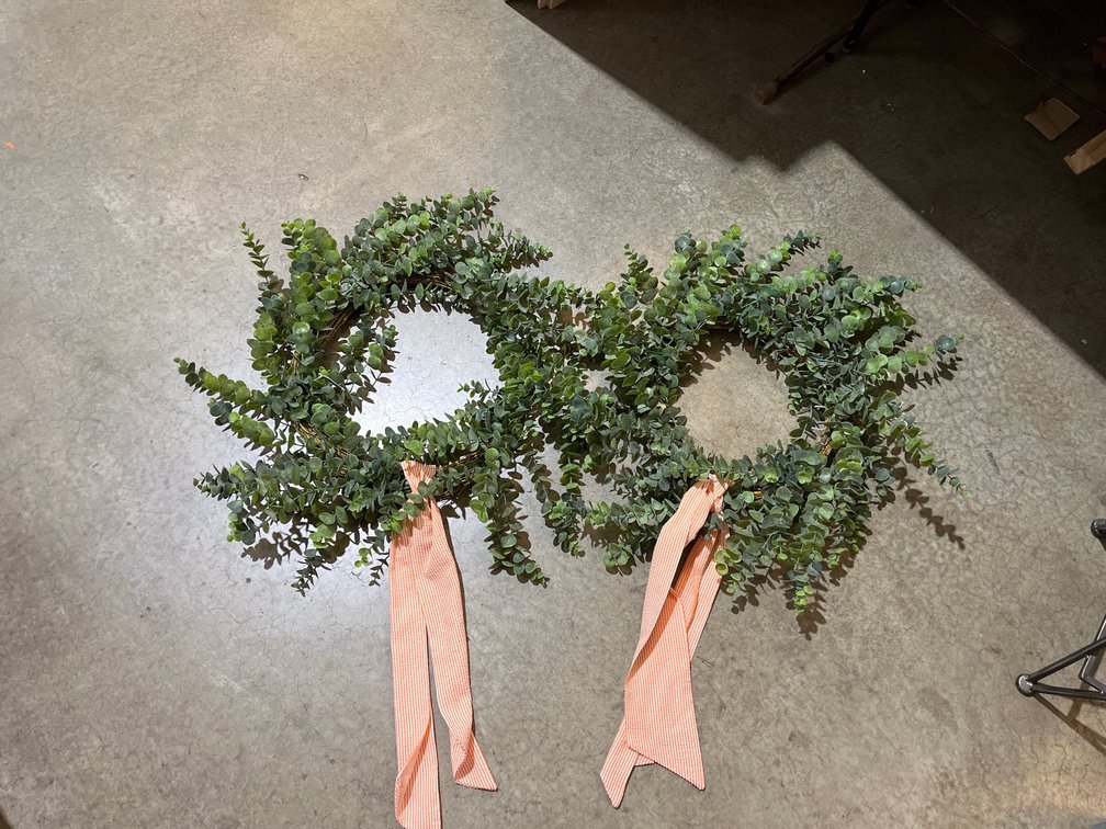 2 LARGE EUCALYPTUS WREATH WITH SASHES