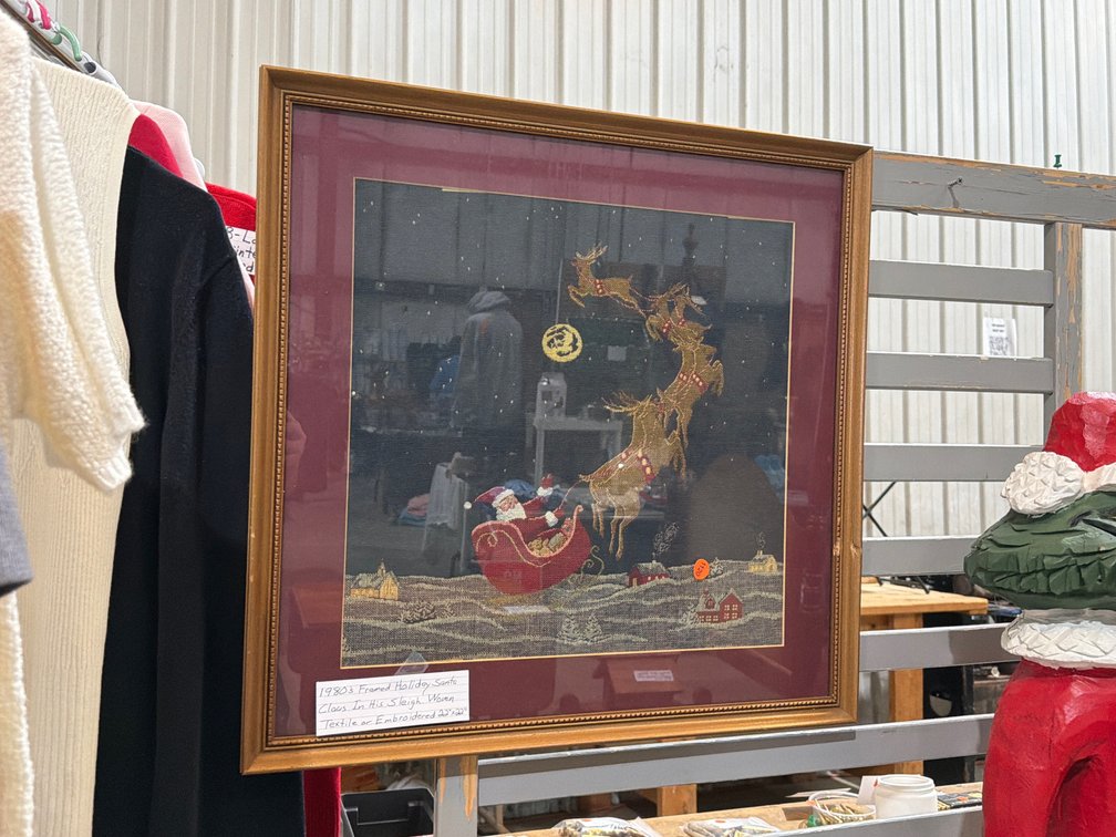 1980’S FRAMED HOLIDAY SANTA CLAUS IN HIS SLEIGH