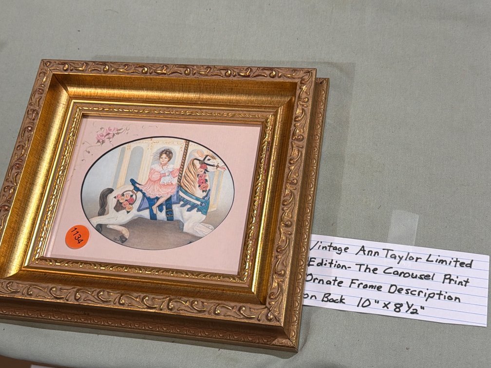 VINTAGE ANN TAYLOR LIMITED EDITION- THE CAROUSEL PRINT ORNATE FRAME