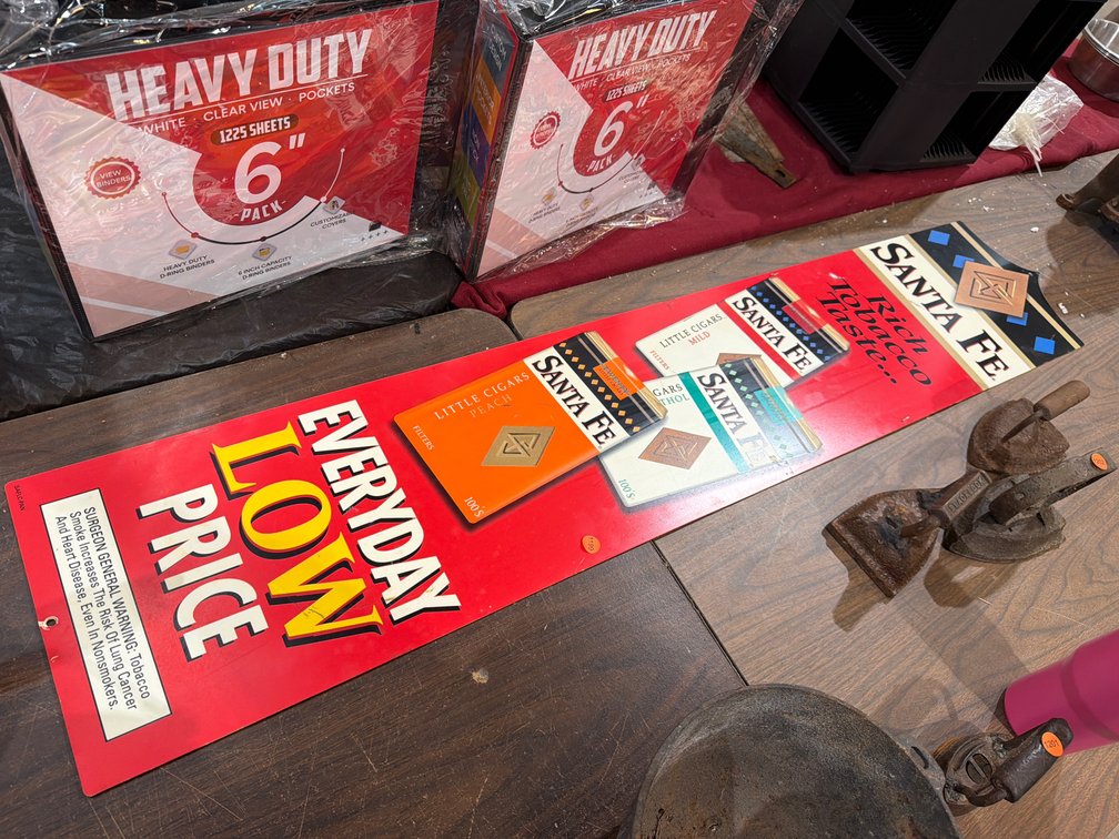 VINTAGE SANTA FE CIGARETTES PLASTIC SIGN