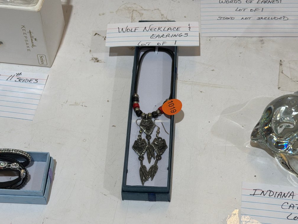 WOLF NECKLACE AND EARRINGS