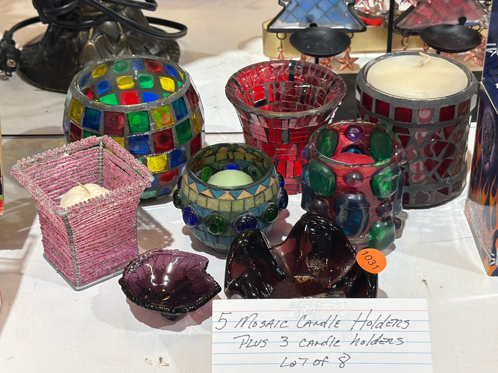 5 MOSAIC CANDLE HOLDERS