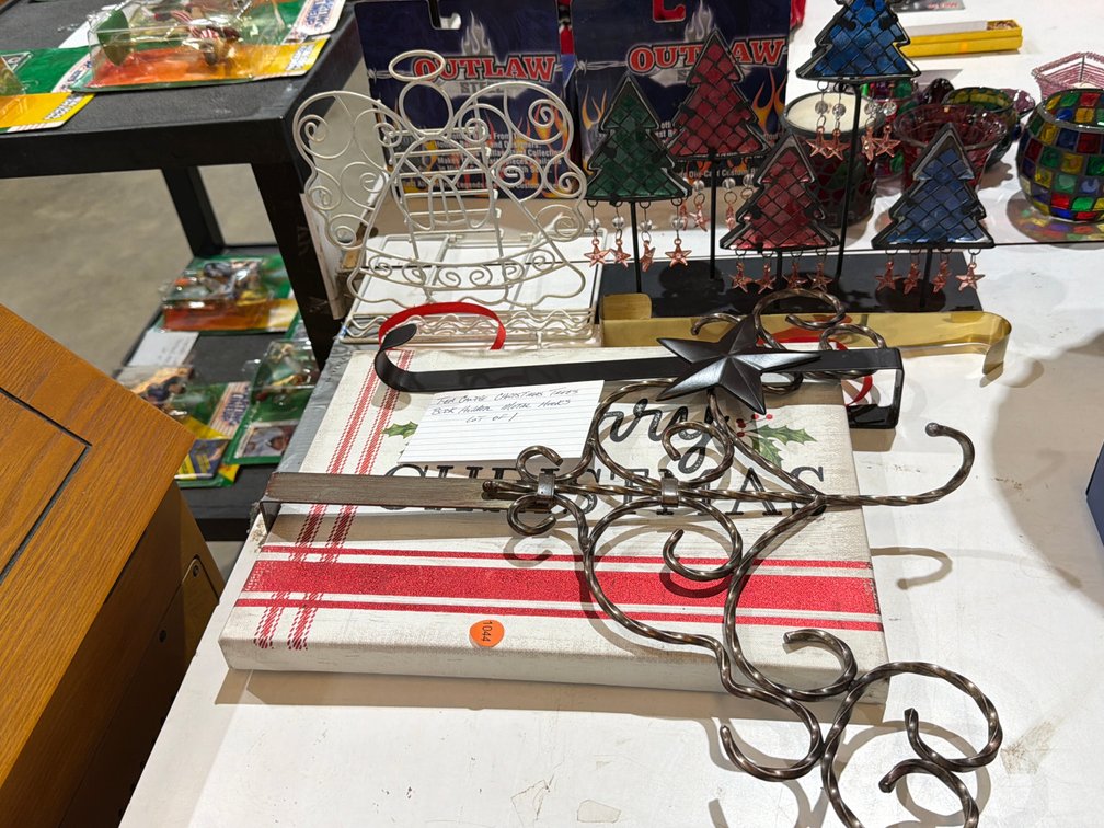 CHRISTMAS TREES , BOOK HOLDER , ETC