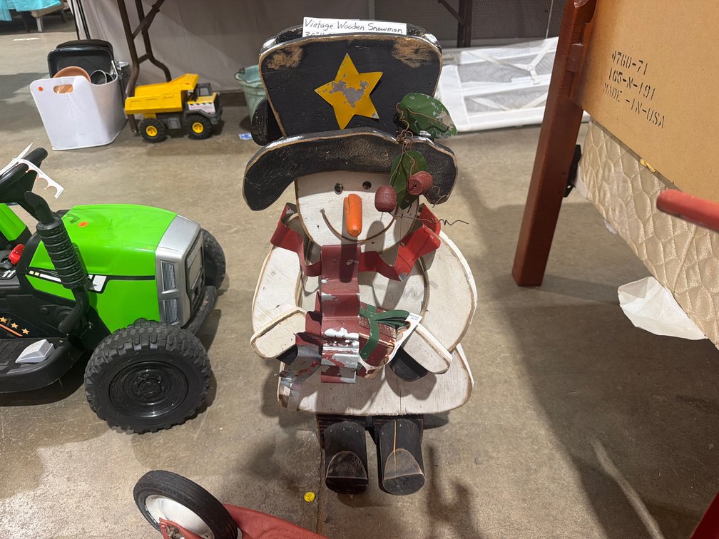 VINTAGE WOODEN SNOWMAN