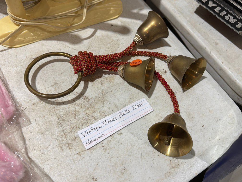 VINTAGE BRASS BELLS DOOR HANGER