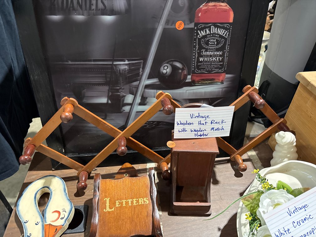VINTAGE HAT RACK & MATCH HOLDER
