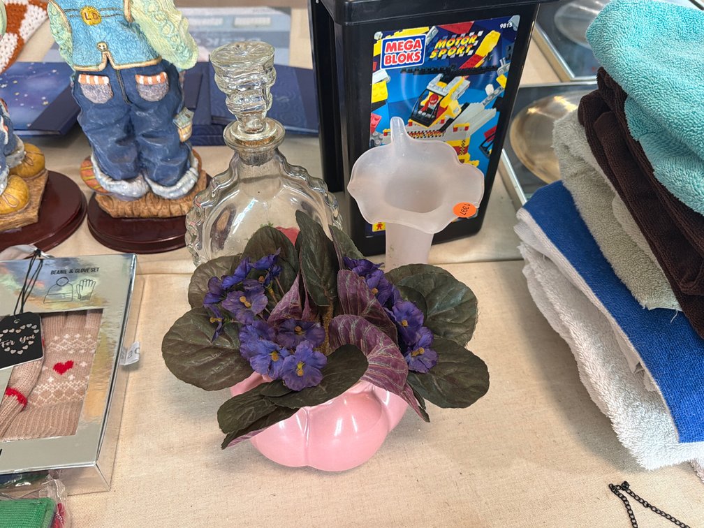 DECANTER, VASE, FLORAL DECOR