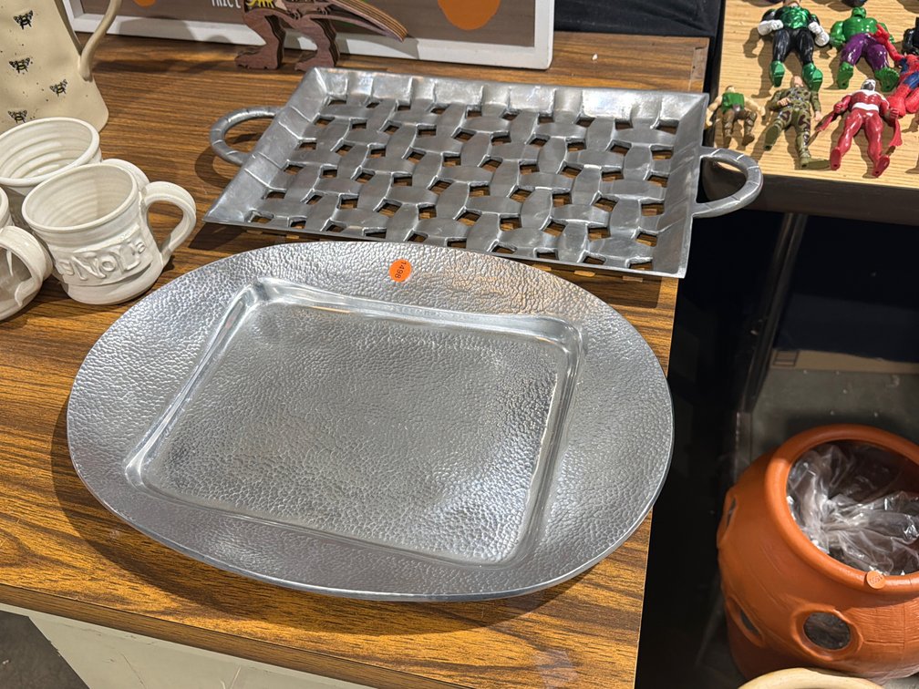 (2) METAL SERVING TRAYS