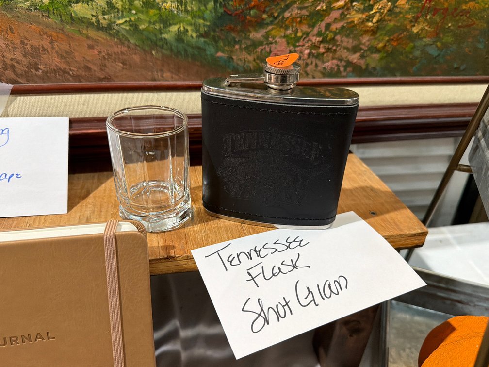 TENNESSEE FLASK, SHOT GLASS