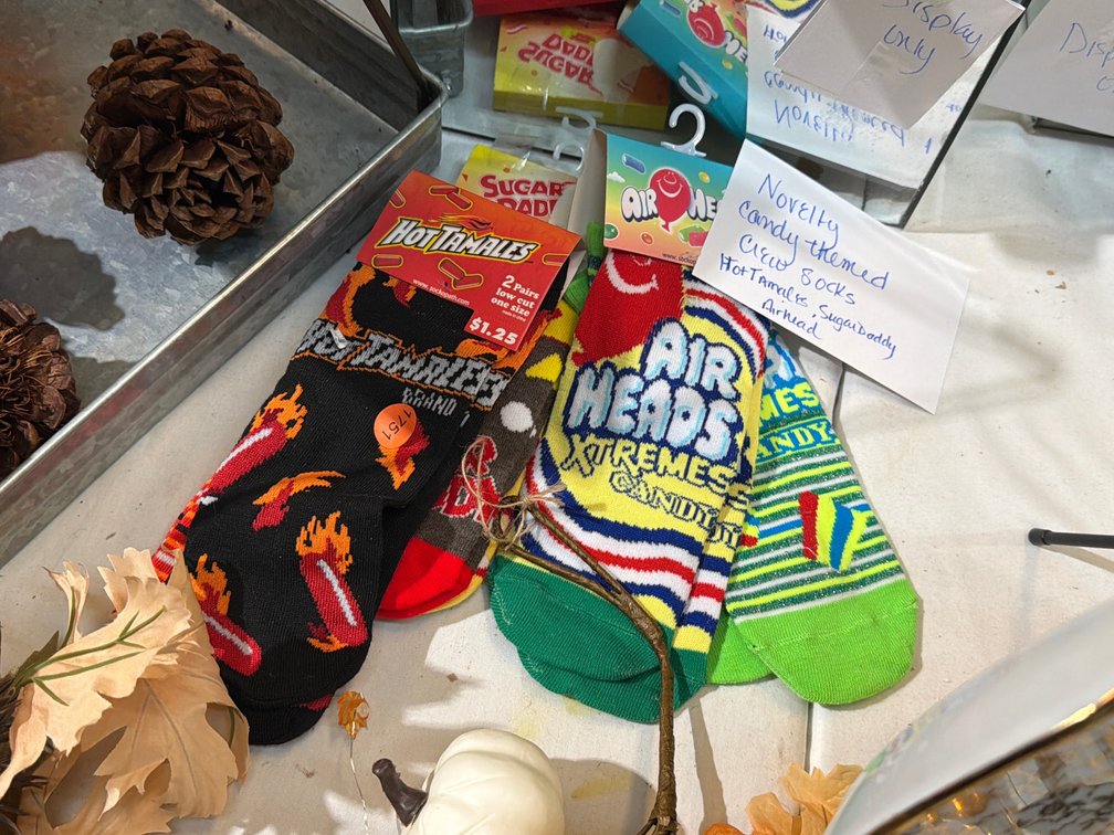 NOVELTY CANDY THEMED CREW SOCKS