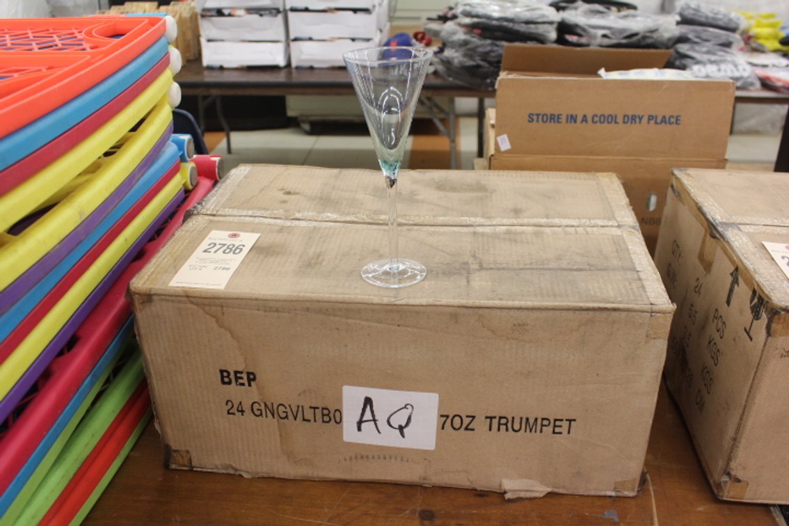 (24) Aqua 7 Oz. Trumpet Glasses