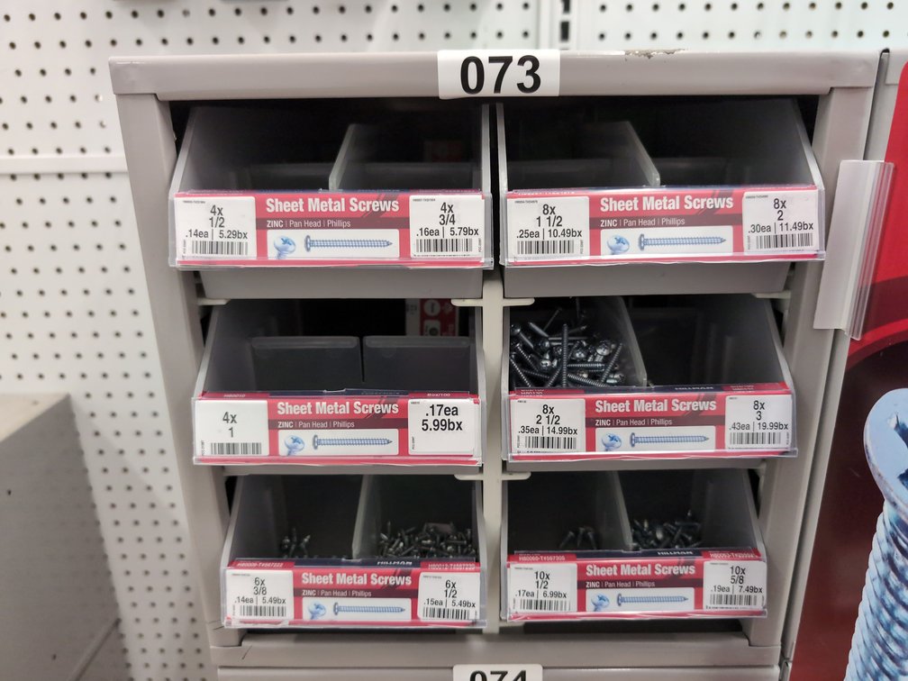 6-Drawer Hardware Bin W/Sheet Metal Screws