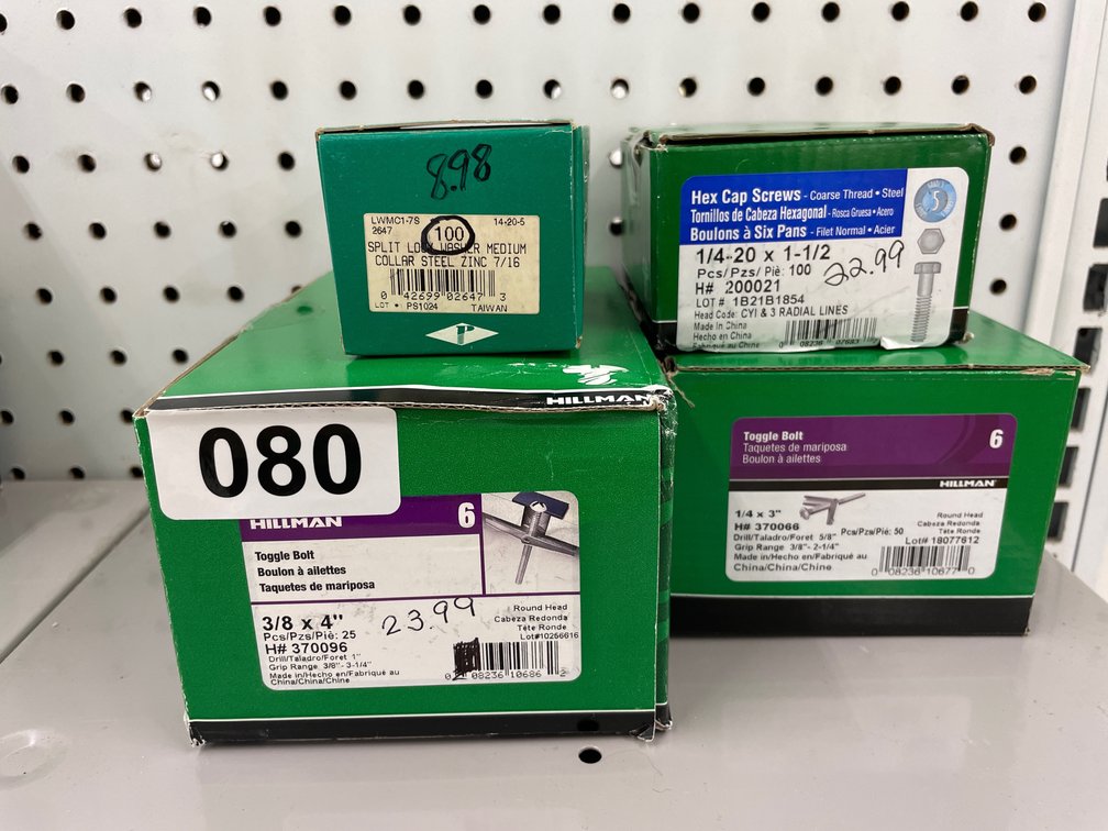 Toggle Bolts Washers Screws