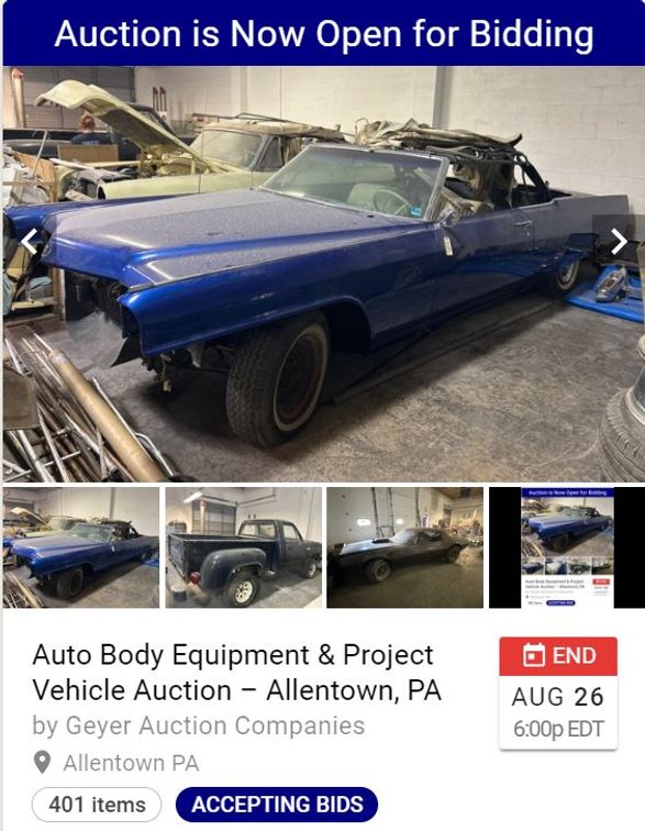 Image for Auto Body Equipment & Project Vehicle Auction – Allentown, PA