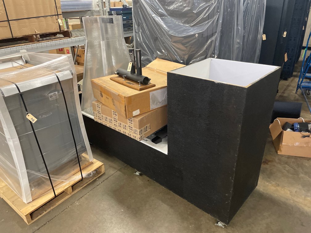 (2) Boxes of Metal Grating, Steam Humidifier Prototype, and Power Supply