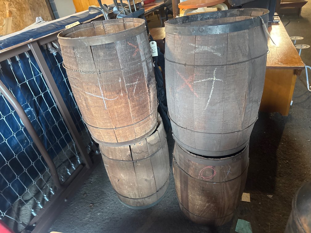 (4) Wooden Barrels