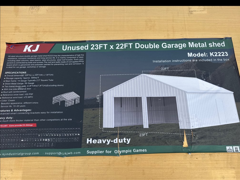 New 23ftx22ft Double Garage Metal Shed