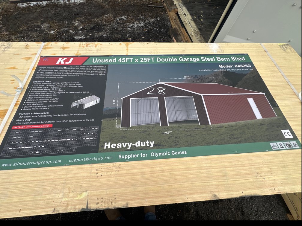 New 45FTx25FT Double Garage Steel Barn Shed