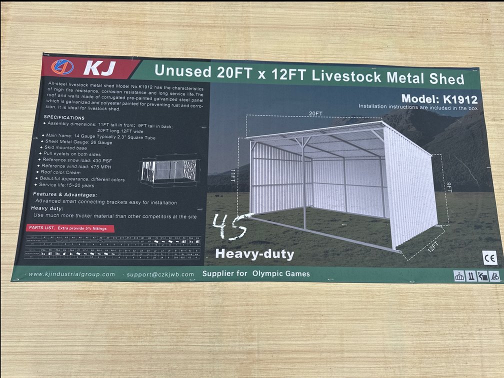 New 20FTx12FT Livestock Metal Shed