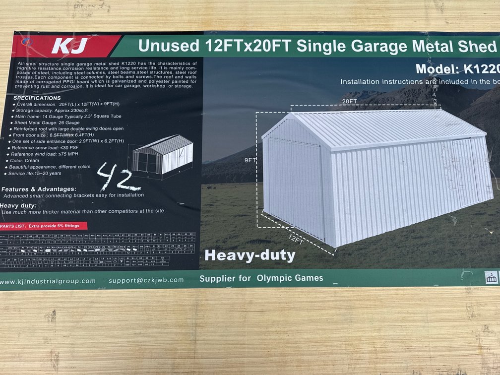 New 12ftx20ft Single Garage Metal Shed