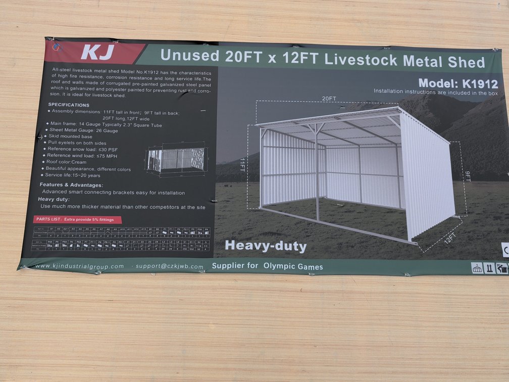 New 20FTx12FT Livestock Metal Shed