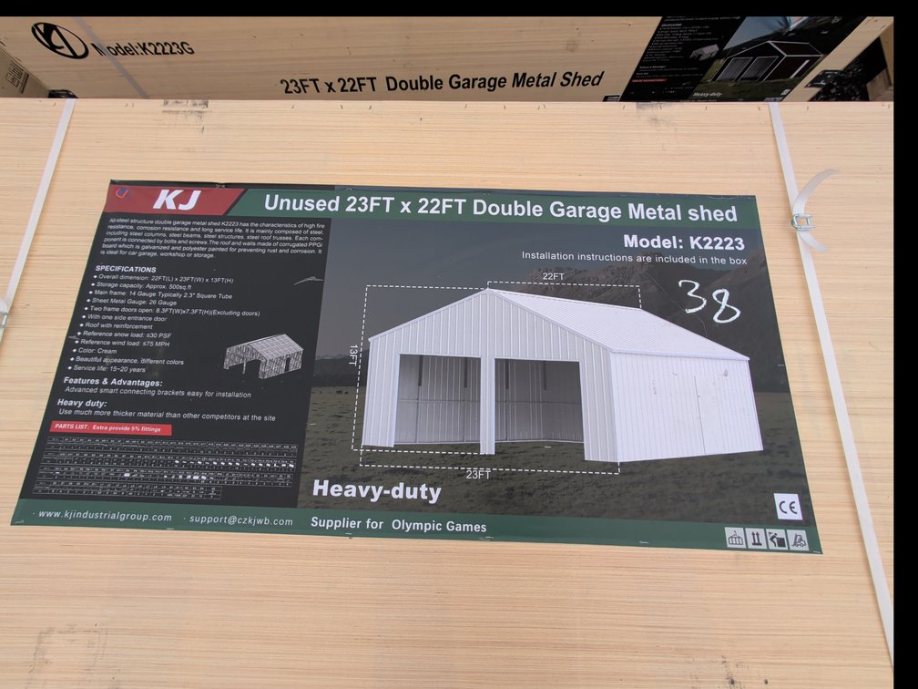 New 23ftx22ft Double Garage Metal Shed