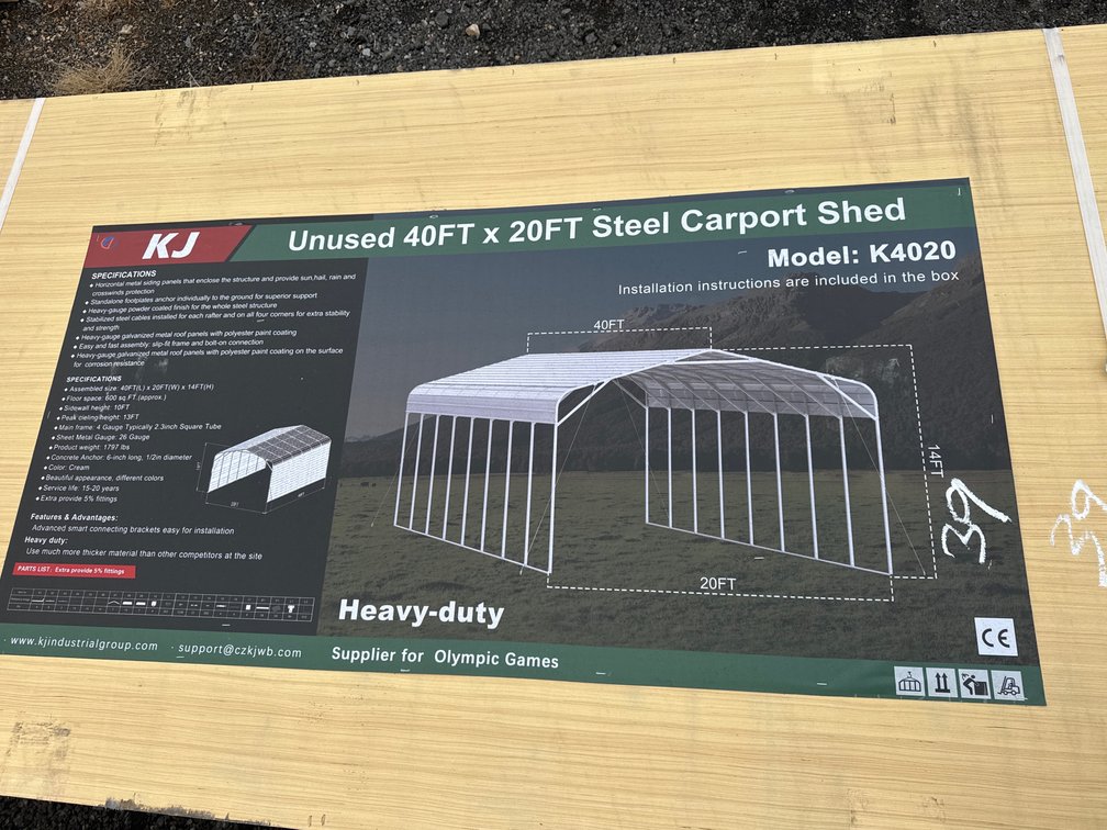 New 40ft x 20ft SteeI Carport Shed