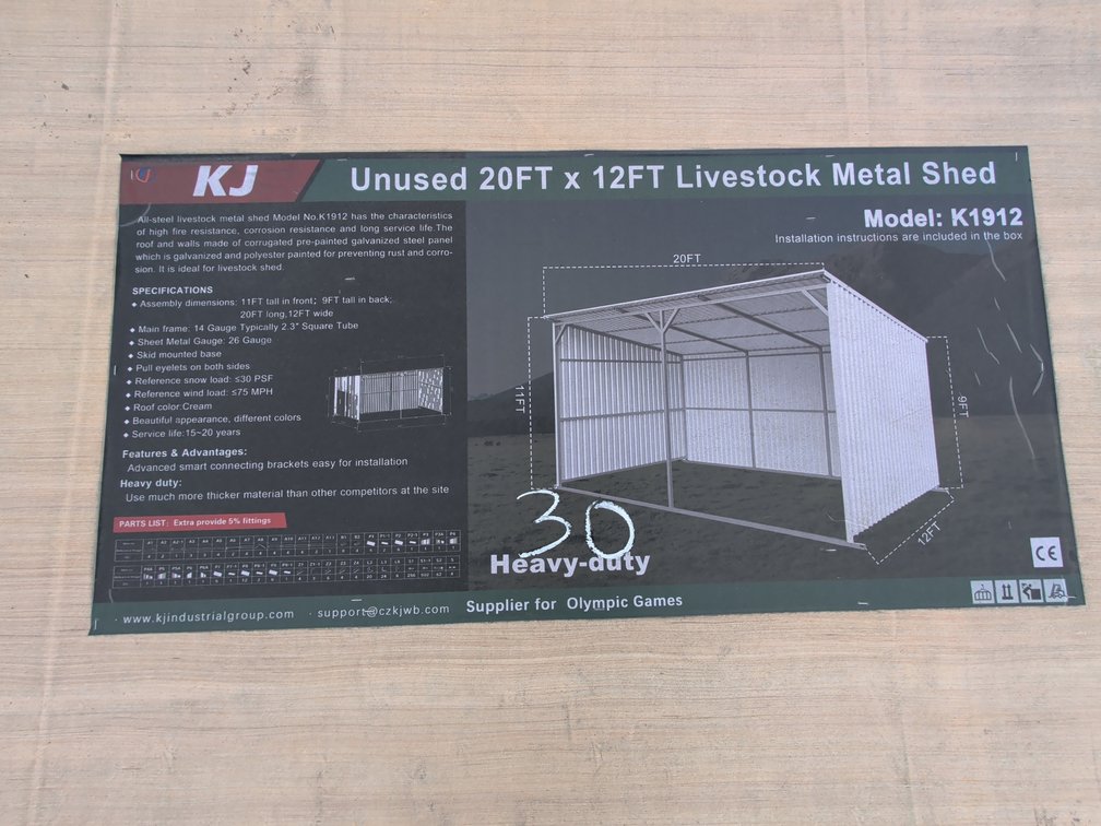 New 20FTx12FT Livestock Metal Shed