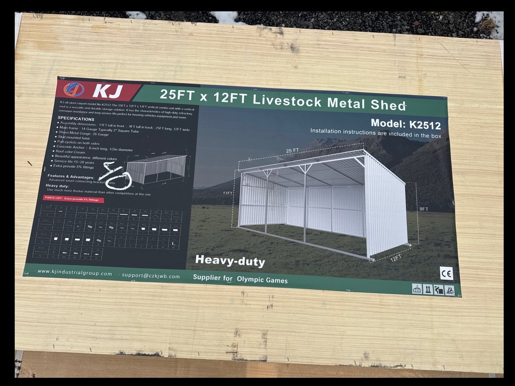New 25FTx12FT Livestock Metal Shed