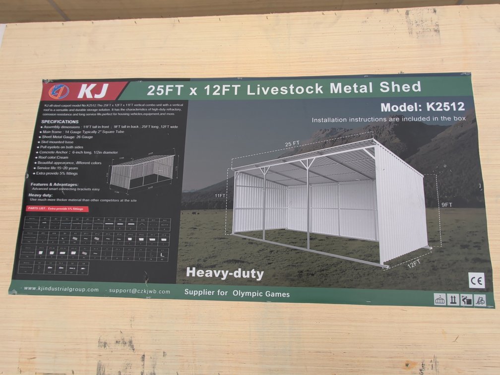 New 25FTx12FT Livestock Metal Shed