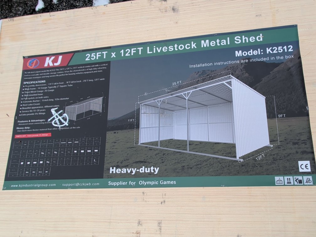 New 25FTx12FT Livestock Metal Shed