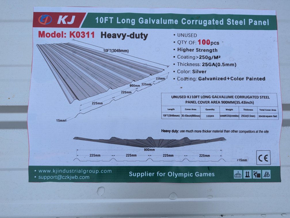 10FT Long Galvalume Corrugated Steel Panel