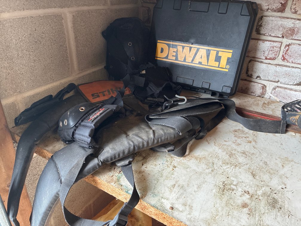 Stihl Vest and Dewalt Toolbox