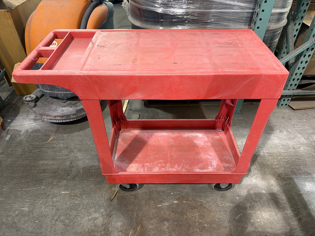 Uline Red Plastic Shop Cart