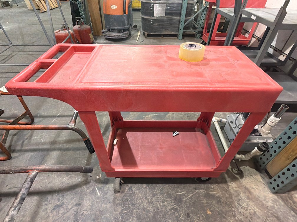 Uline Red Plastic Shop Cart